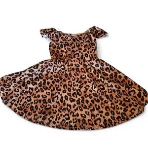 Beautees Kids Size 12 Leopard Dress - Off/On the Shoulder with Ruffle